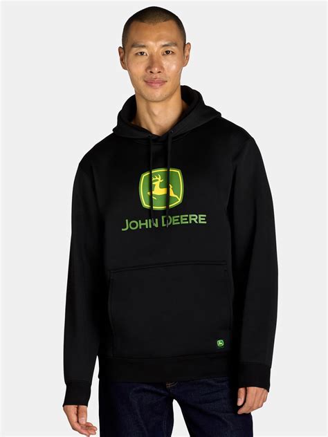 John Deere Men’s and Big Men’s Core Graphic Pullover Hoodie, Black ...