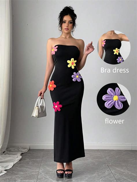 Chiquease Colorful 3D Floral Dopamine Print Bodycon Halter Dress, High ...