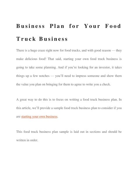 Business Plan Template For Food Cart at Reva Forbes blog