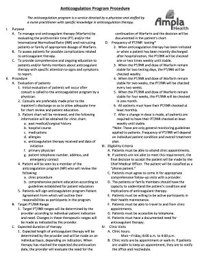Fillable Online Anti-Coagulation Procedure Fax Email Print - pdfFiller