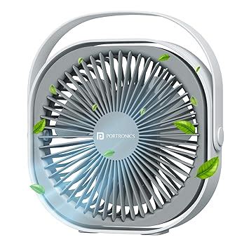 Portronics CoolCube Portable Desktop Fan with 2400mAh Battery, Type-C ...