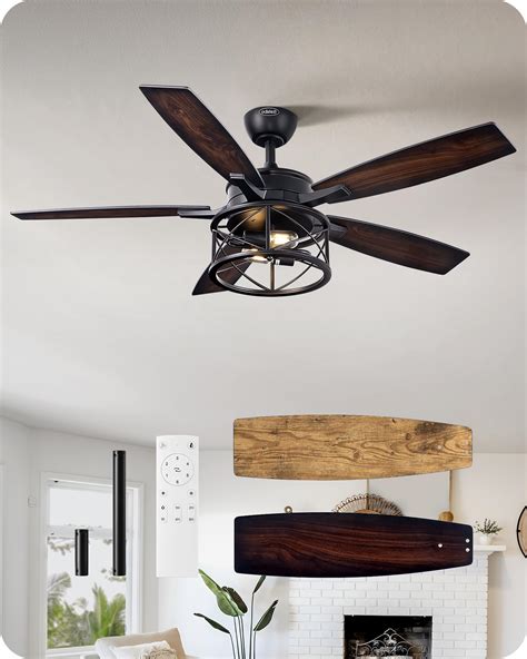 Rustic Farmhouse Ceiling Fans Oaks Aura Faria 52 In. Indoor Black