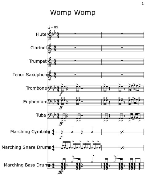 Womp Womp - Sheet music for Flute, Clarinet, Trumpet, Tenor Saxophone ...