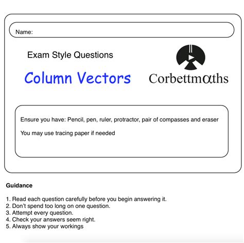 Column Vectors Corbettmaths 的图像结果