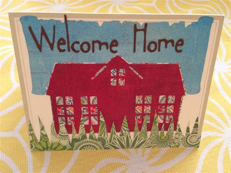 Welcome Home Handmade Card with Red Barn Design