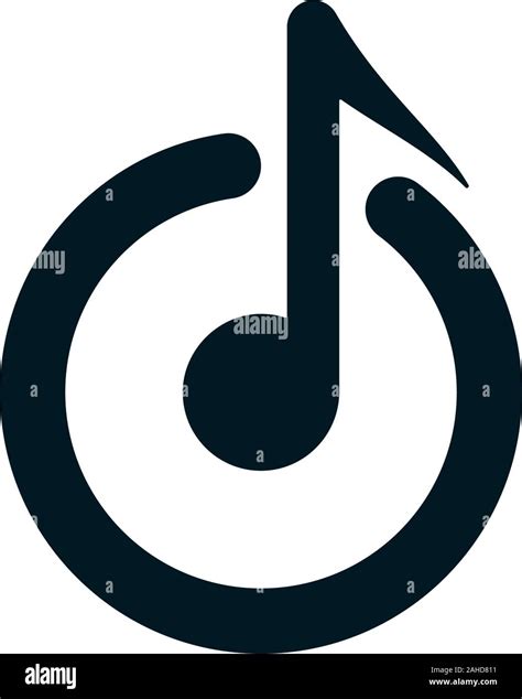 Flat music note symbol with circle. Musical logo template power switch ...