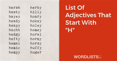 List Of Adjectives That Start With "H"