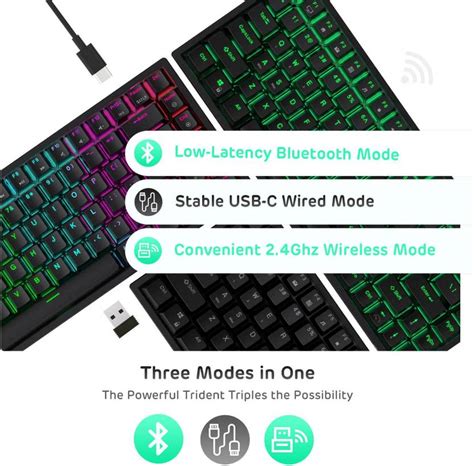 RK ROYAL KLUDGE RK84 Wireless Black Bluetooth, Wireless Gaming Keyboard ...