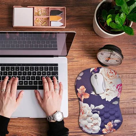 Leesechin 2 in 1 Ergonomic Mouse Pad Wrist Support & Wrist Rest for Computer Keyboard Set, with ...