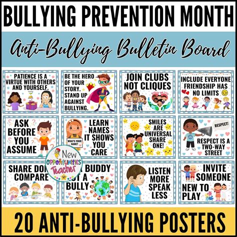 National Bullying Prevention Month Bulletin Board | 20 Anti-Bullying ...