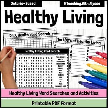 Healthy Eating Word Search and Literacy Activities | Health Worksheets