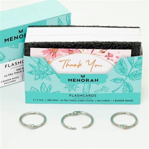 MENORAH—150 Flash Cards-200 GSM Thick Card Stock-3x5 Inch Index Cards ...