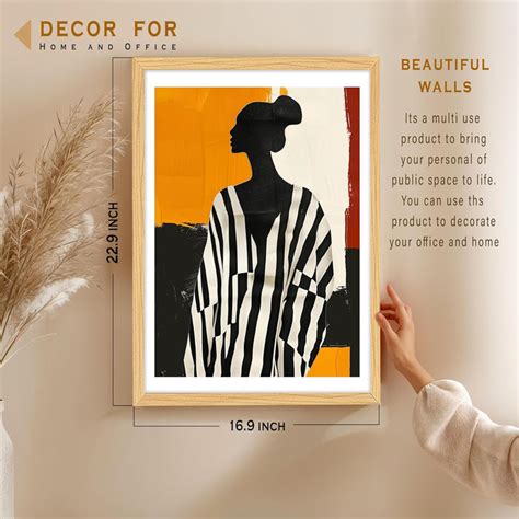 Boho Women in Stripe Dress Wall Painting, Bohemian Large Wall Art Pain ...