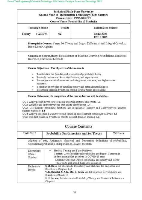 Probability and Statistics Course Notes for Second Year Engineering ...