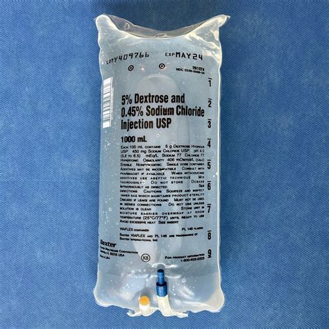 No Rx Required - IV Fluid Bag 5% Dextrose in 0.45% Sodium Chloride (D5 ...