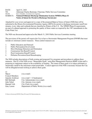 Fillable Online CITY OF DATE: TO: April 01, 2003 Alderman Charles ...