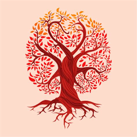 红色的生命之树矢量素材(AI/EPS)_dowebok