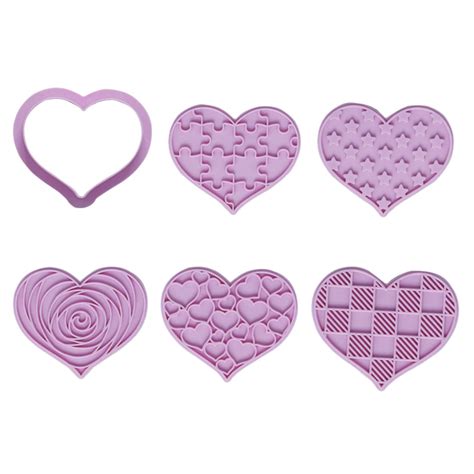 Sardfxul 6 Pack Valentine's Day Heart Shape Cookie Cutter Set Cookie ...