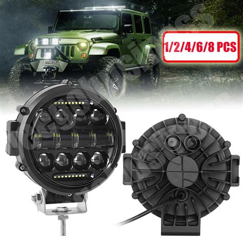 7" inch LED Lights Pods Bar Flood Spot Work DRL Driving Lamps SUV ...