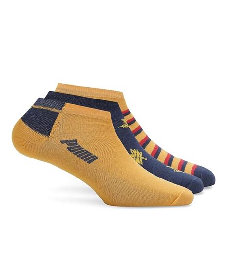 Puma Cotton Unisex-Adult Graphic Sneaker 3P Ankle Length Socks, Blazing ...
