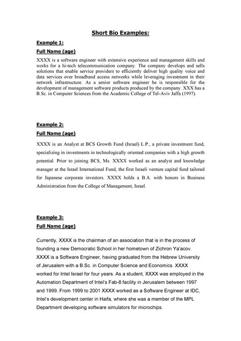 Image result for Short Biography Examples