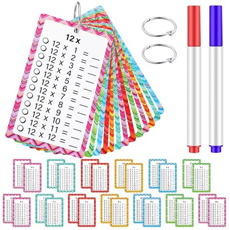 Buy 13 Packs Multiplication Flash Cards with 2 Dry Erase Markers and 2 ...