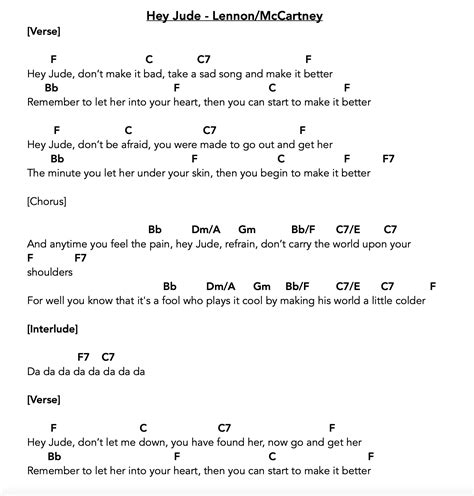 Hey Jude Easy Guitar Chords
