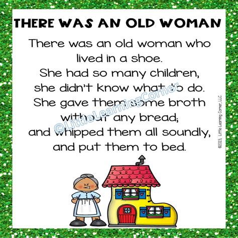 There Was an Old Woman Who Lived in a Shoe | Nursery Rhyme Resources ...