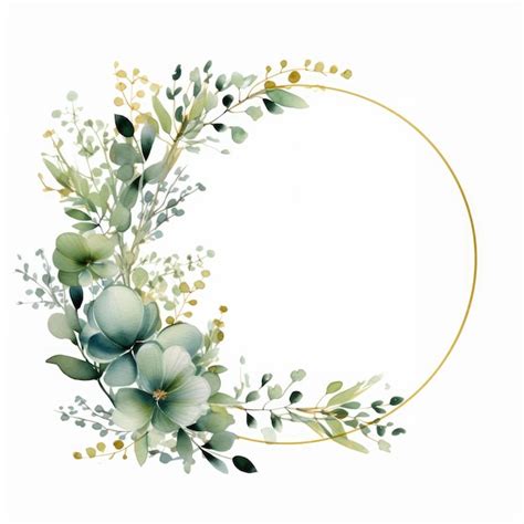 Wedding floral wreath composition watercolor greenery arrangement ...