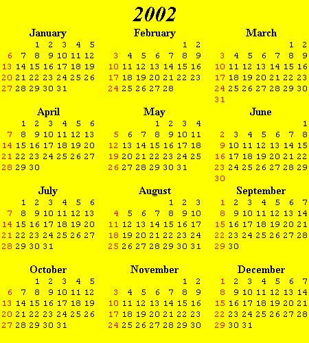 Calendars 2000-2010