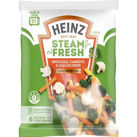 Calories in Heinz Steam Fresh Vegetables Frozen Broccoli Carrot ...