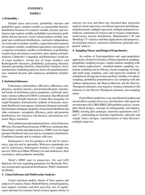 UPSC Statistics Syllabus for IAS Mains 2023, Download PDF