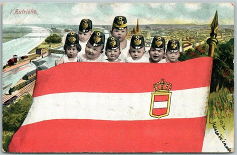 MULTIPLE BABIES w/ ARCHDUCHY OF AUSTRIA FLAG ANTIQUE POSTCARD | #3782460085