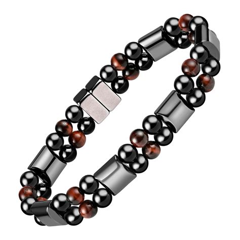 Double Hematite Magnetic Therapy Bracelet Tiger Eye Rice