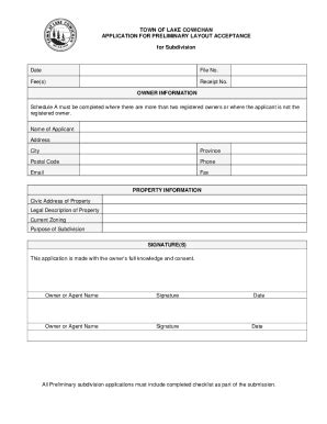 Fillable Online APPLICATION FOR PRELIMINARY LAYOUT ACCEPTANCE Fax Email ...
