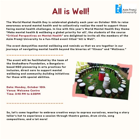 All is well: Celebrating World Mental Health Day - Azim Premji University
