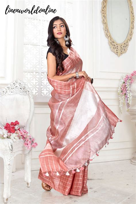Dobby Woven Zari Linen Saree