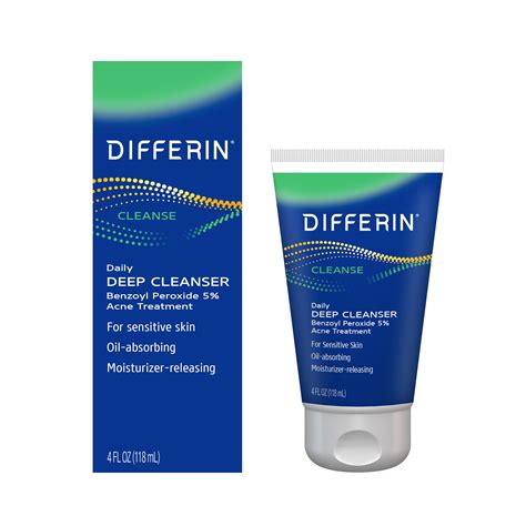 Differin Daily Deep Cleanser with 5% Benzoyl Peroxide, Face Wash for ...