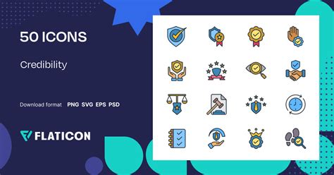 Credibility Icon Pack | Color lineal-color | 50 .SVG Icons