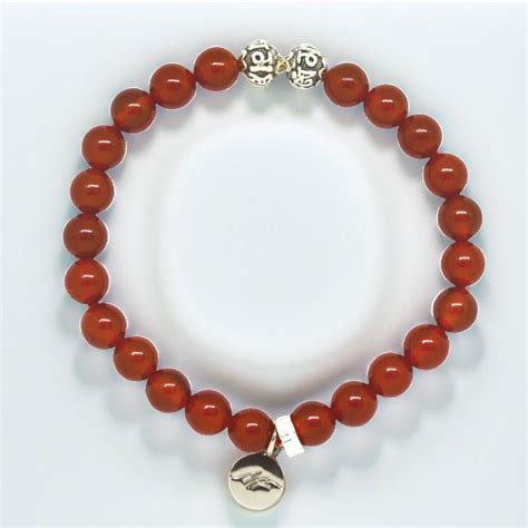 Carnelian Stone Silver Bead Bracelet (8 MM) | Natural Stone ...