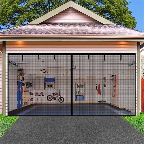 Garage Door Screen, 16x7 Ft Magnetic Closure Heavy Duty Weighted Bottom ...