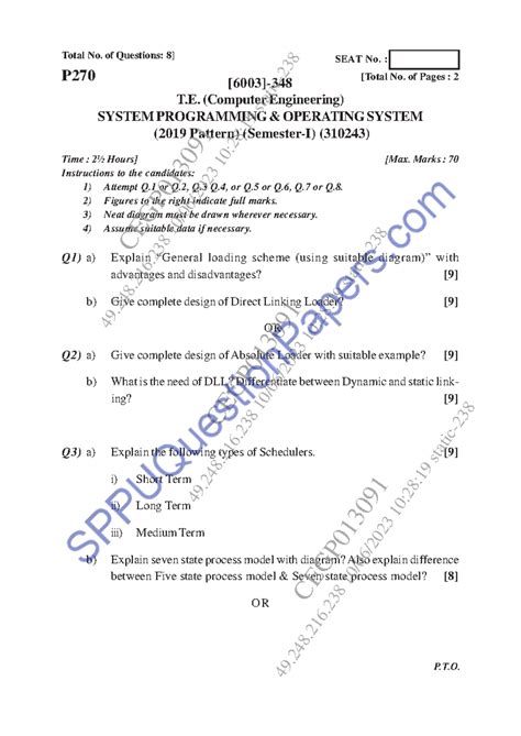 P270 Midterm Exam: Systems Programming & Operating Systems (310243 ...