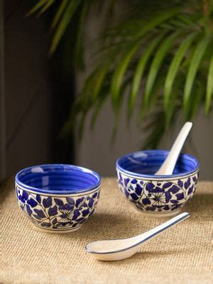 Buy ExclusiveLane Badamwari Bagheecha-2' Hand-Painted Ceramic Soup ...