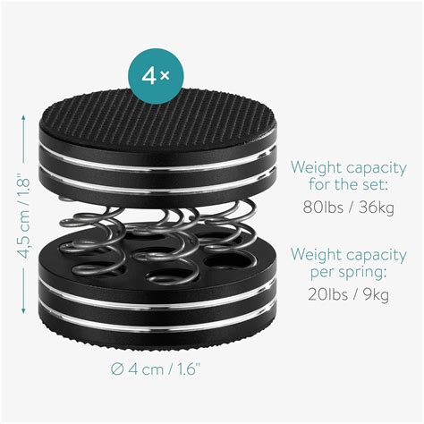 Buy Navaris Speaker Isolation Feet - Pack of 4 Anti-Vibration Subwoofer ...