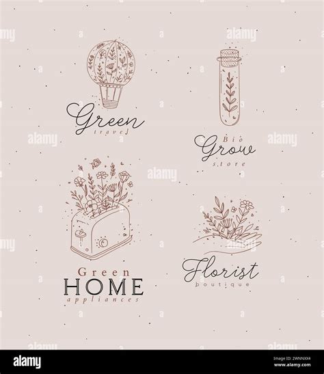 Hand drawn hot air balloon, test tube, hand, toaster labels drawing in ...