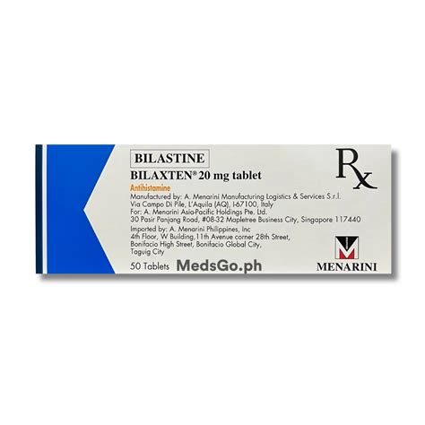 BILAXTEN Bilastine 20mg - 1 Tablet price in the Philippines | MedsGo ...