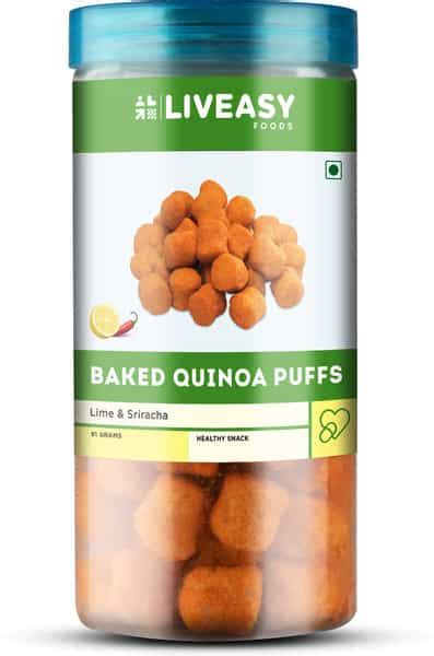 Buy LIVEASY FOODS BAKED QUINOA PUFFS LIME & SRIRACHA JAR OF 91GM Online ...