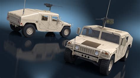 3D Military Humvee with Mounted Machine Gun Rigged for Maya | 3D Molier ...