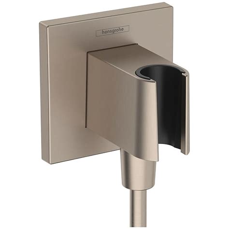 Hansgrohe 26889 FixFit E Square Wall Elbow with Handshower Holder Less ...