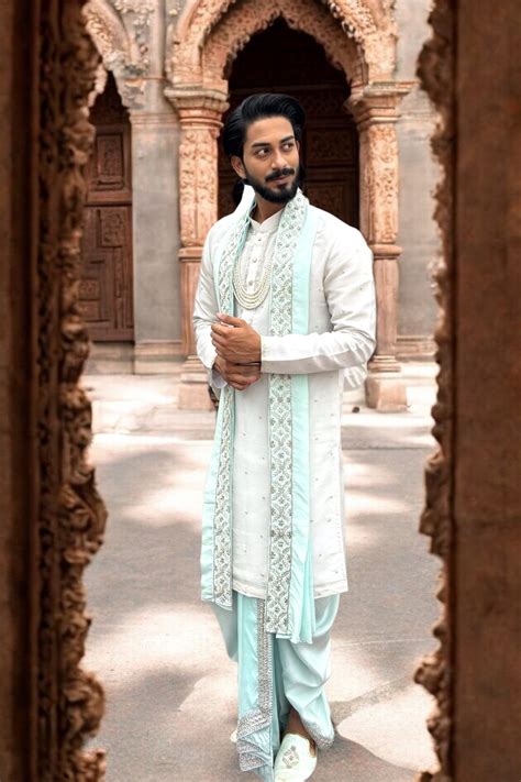 Silver Tissue Pattu Kurta With Minimal Embroidery – GROOM2B